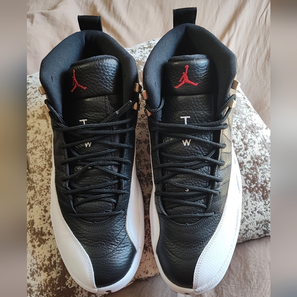 Jordan Men's Black and White Sneakers with Red Accents